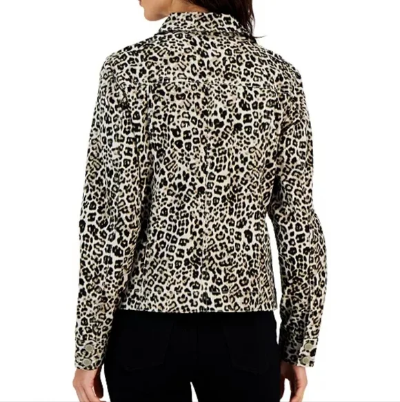 Charter Club Denim Jacket w/leopard print. - Picture 3 of 11